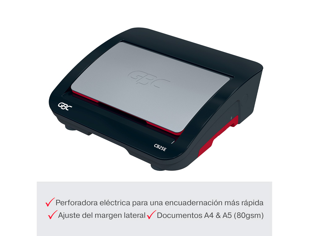 ENCUADERNADORA ELECTRICA PARA CANUTILLO GBC COMBBIND CB25E PERFORA 25 HOJAS TAMAÑO A4/A5 ENCUADERNA 390 HOJAS