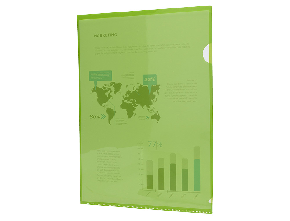 CARPETA LIDERPAPEL DOSSIER UERO 44003 POLIPROPILENO DIN A4 VERDE 20 HOJAS