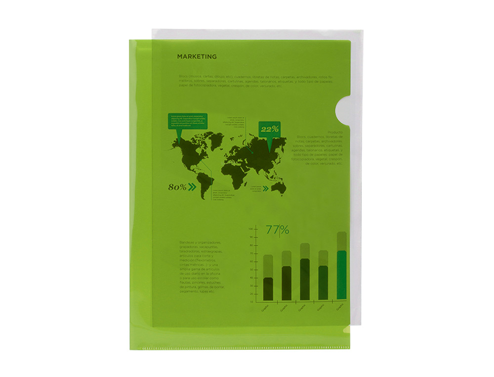 CARPETA LIDERPAPEL DOSSIER UERO 44003 POLIPROPILENO DIN A4 VERDE 20 HOJAS