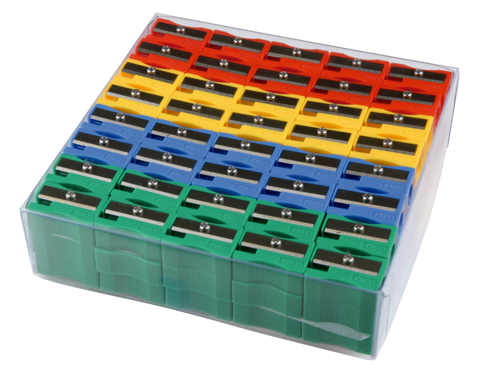 SACAPUNTAS LIDERPAPEL PLASTICO 1 USO CAJA DE 120 UNIDADES COLORES SURTIDOS