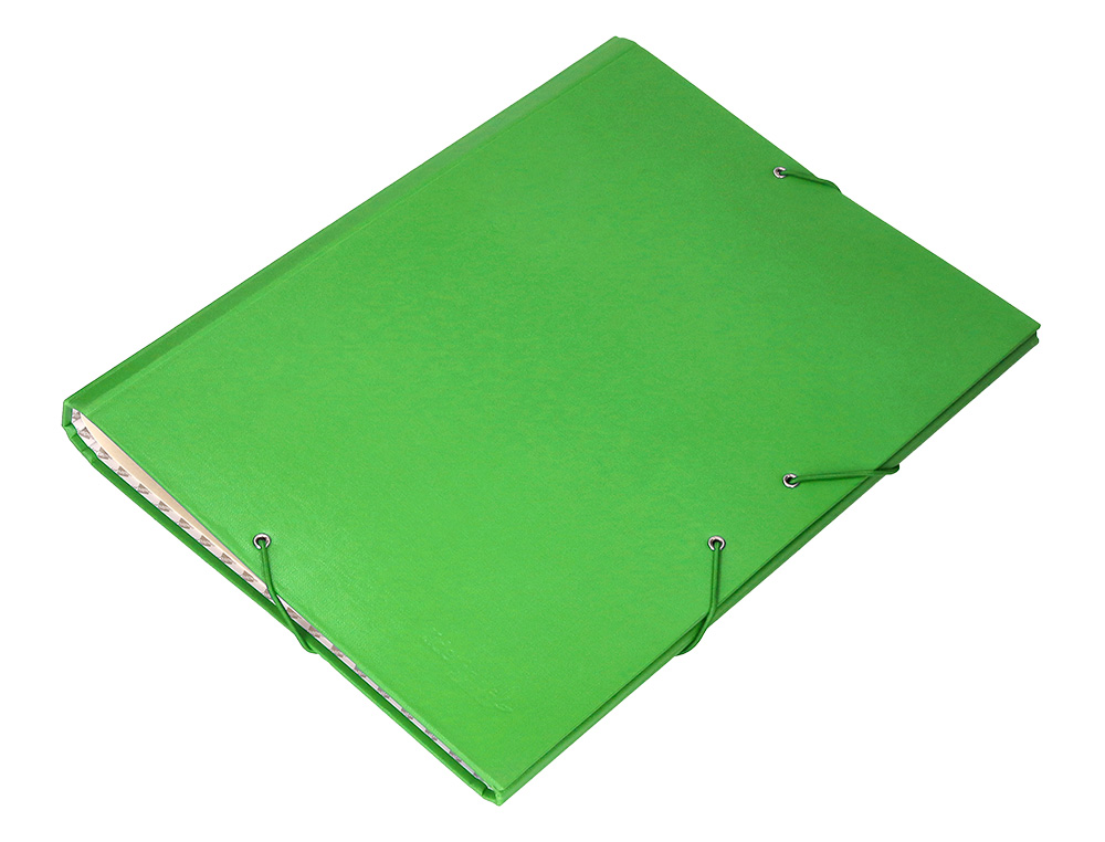 CARPETA CLASIFICADORA LIDERPAPEL 12 DEPARTAMENTOS FOLIO PROLONGADO CARTON FORRADO VERDE CLARO