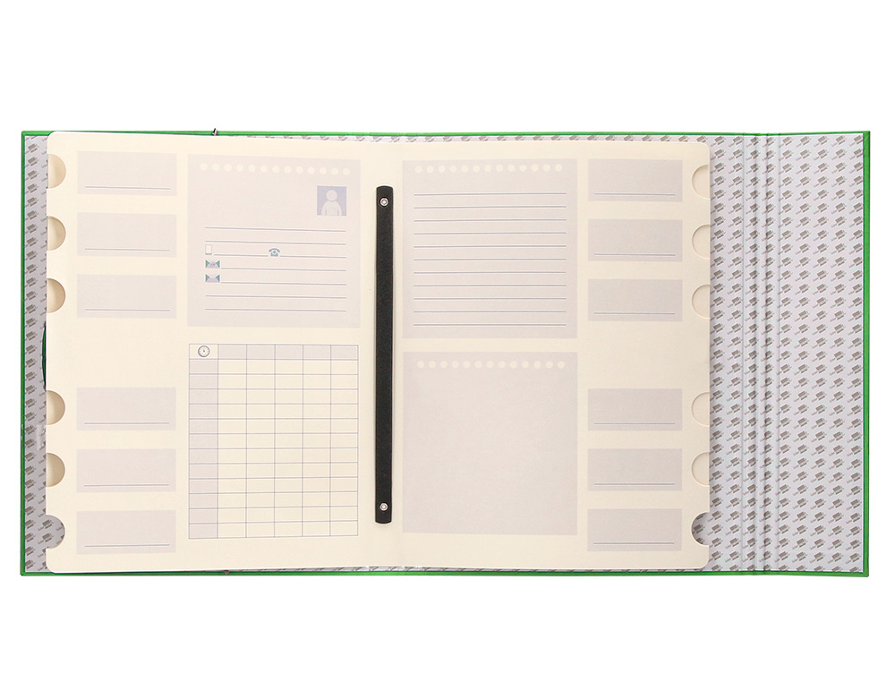 CARPETA CLASIFICADORA LIDERPAPEL 12 DEPARTAMENTOS FOLIO PROLONGADO CARTON FORRADO VERDE CLARO