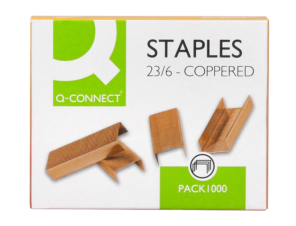 GRAPAS Q-CONNECT N 23/6 COBREADAS CAJA DE 1000 UNIDADES