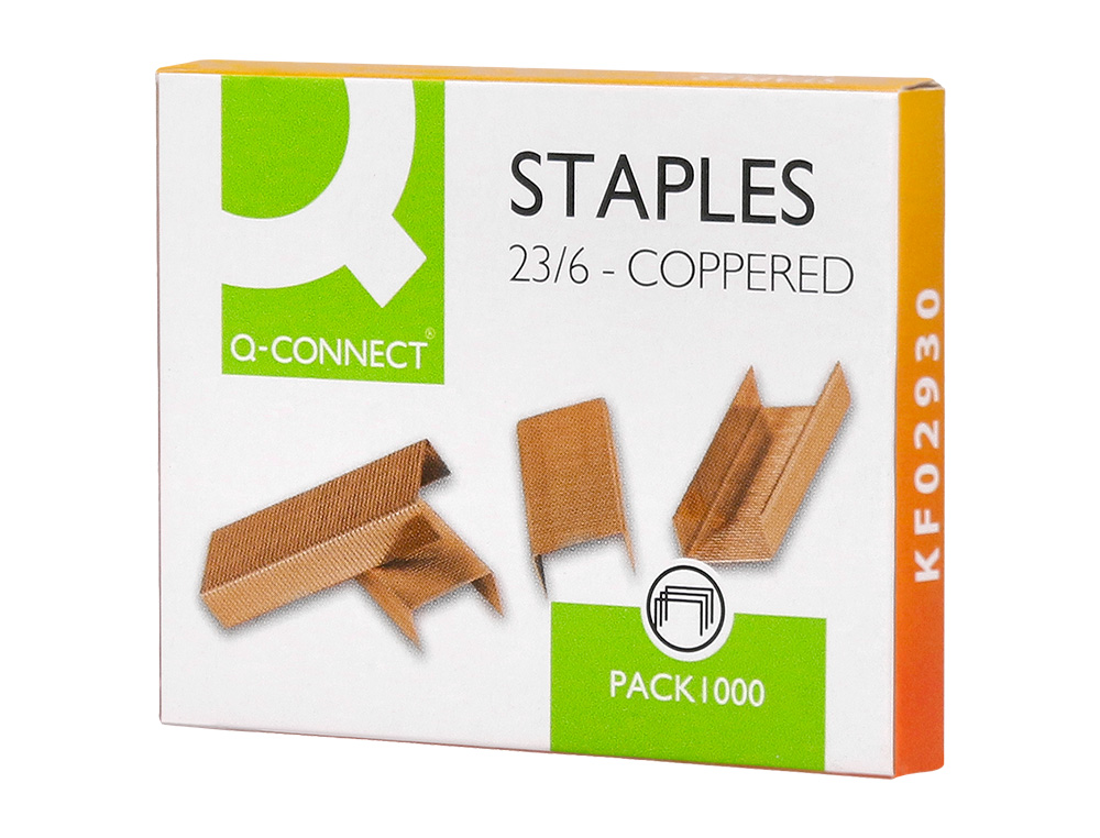 GRAPAS Q-CONNECT N 23/6 COBREADAS CAJA DE 1000 UNIDADES