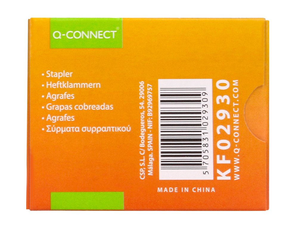 GRAPAS Q-CONNECT N 23/6 COBREADAS CAJA DE 1000 UNIDADES