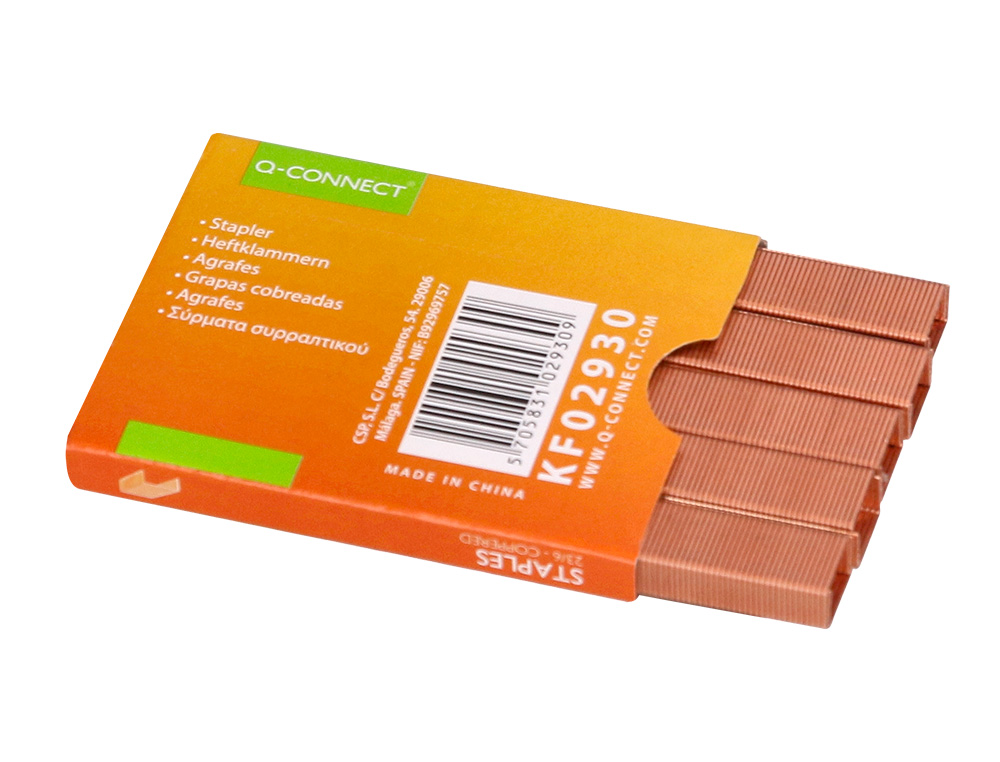 GRAPAS Q-CONNECT N 23/6 COBREADAS CAJA DE 1000 UNIDADES