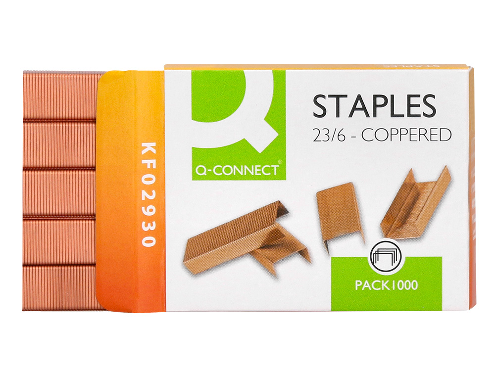 GRAPAS Q-CONNECT N 23/6 COBREADAS CAJA DE 1000 UNIDADES