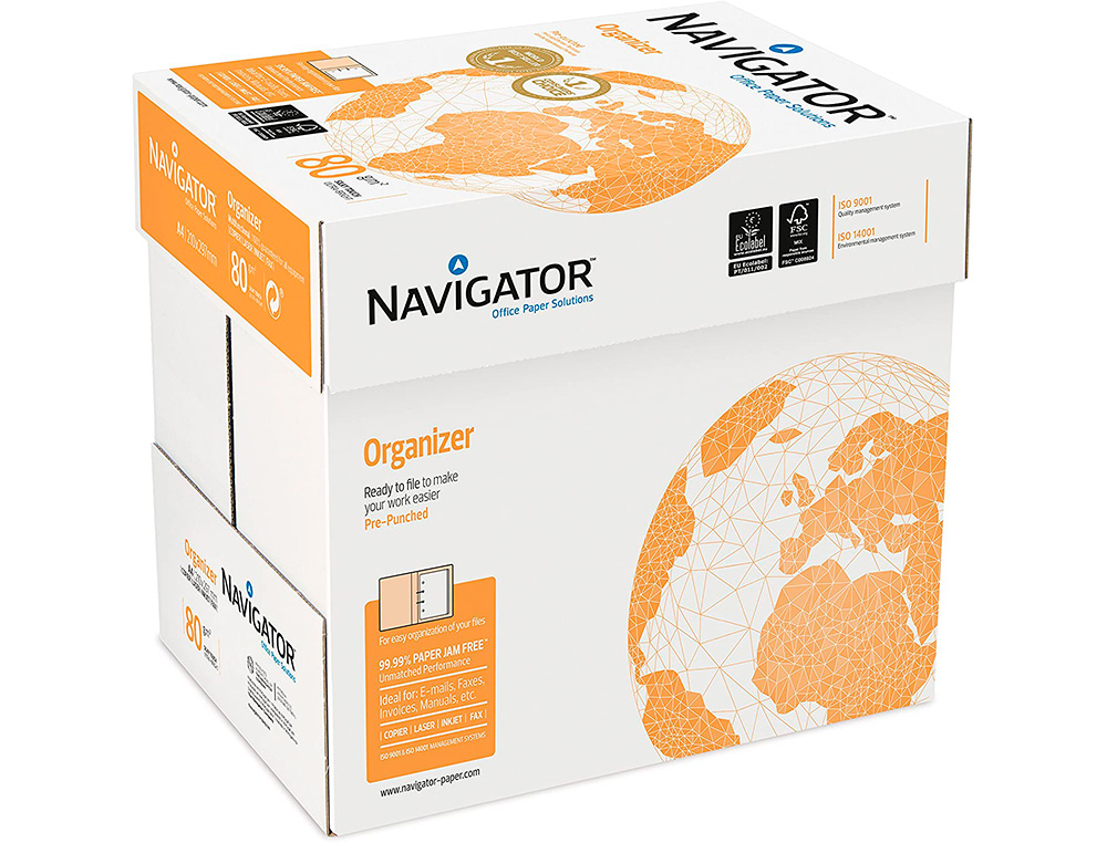 PAPEL FOTOCOPIADORA NAVIGATOR DIN A4 80 GRAMOS 4 TALADROS PAPEL MULTIUSO INK-JET Y LASER PAQUETE DE 500 HOJAS
