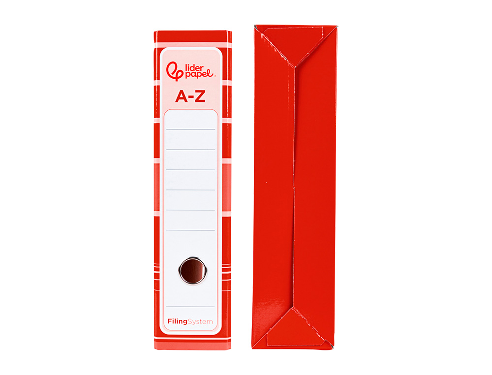 ARCHIVADOR DE PALANCA LIDERPAPEL A4 FILING SYSTEM FORRADO SIN RADO LOMO 80MM ROJOCON CAJA Y COMPRESOR METALICO