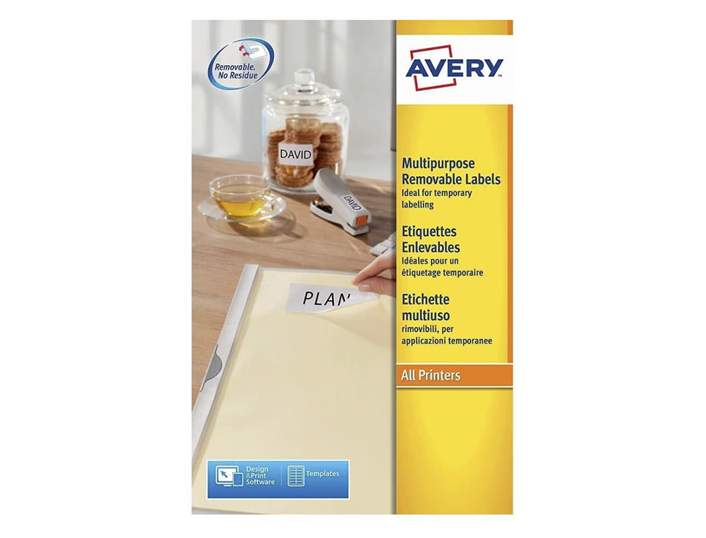 ETIQUETA ADHESIVA AVERY REMOVIBLE TAMAÑO 25,4X10 MM CAJA DE 4725 UNIDADES