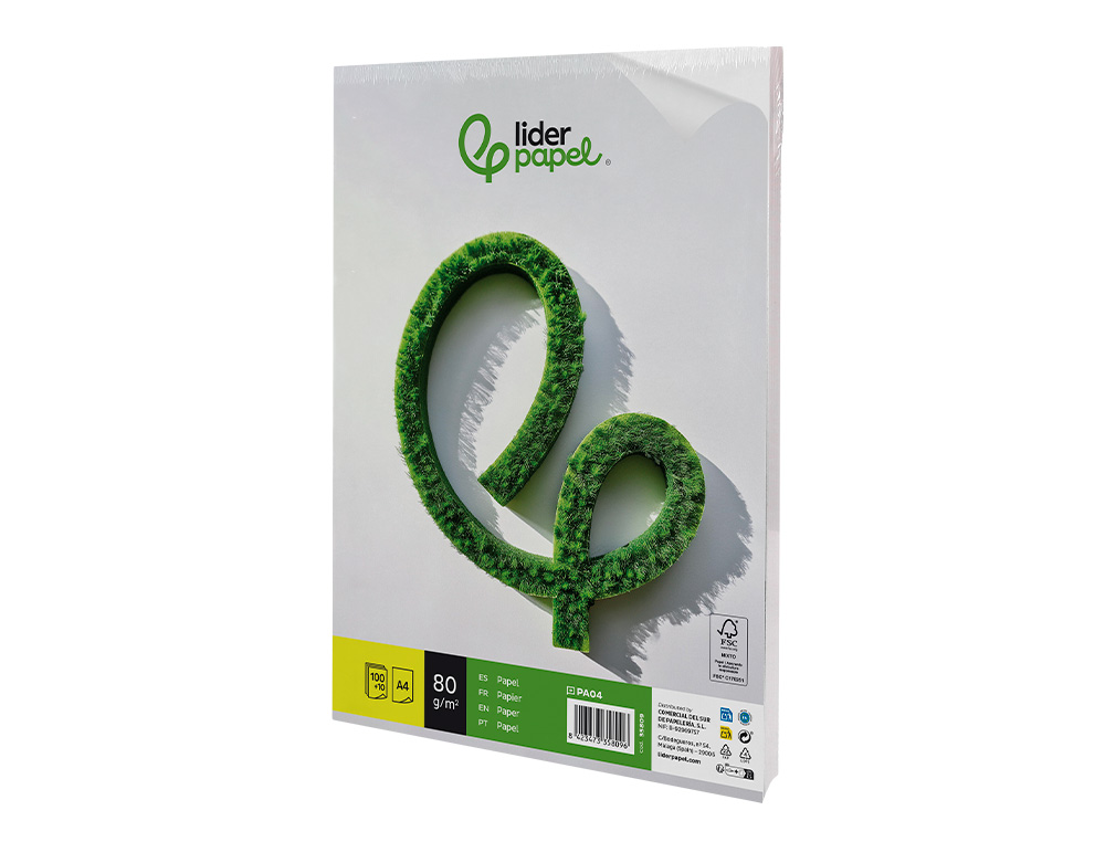 PAPEL LIDERPAPEL A4 8OG/M2 LISO PAQUETE DE 100 HOJAS + 10 HOJAS GRATIS