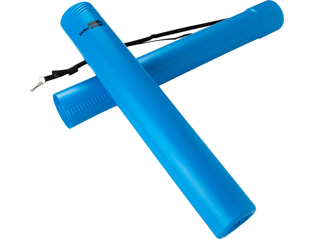 PORTAPLANOS PLASTICO LIDERPAPEL DIAMETRO 6 CM EXTENSIBLE HASTA 80 AZUL