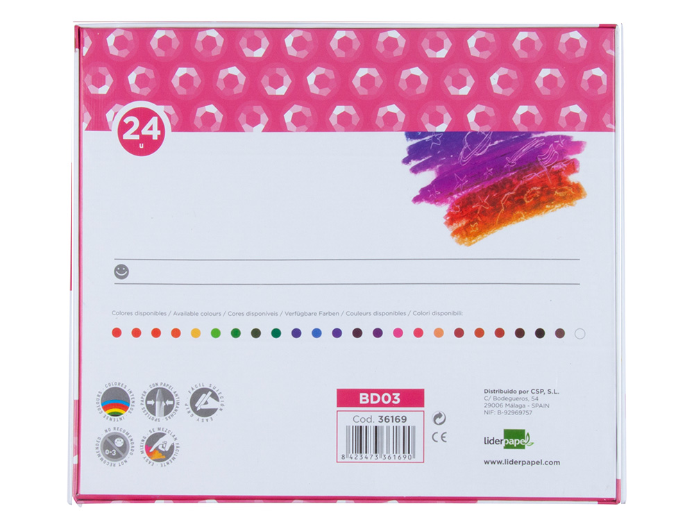 LAPICES CERA SEMI BLANDA LIDER PAPEL CAJA DE 24 UNIDADES COLORES SURTIDOS