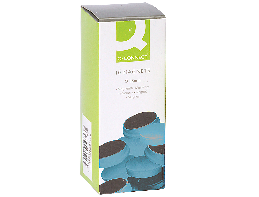 IMAN PARA SUJECION Q-CONNECT IDEAL PARA PIZARRAS MAGNETICAS35 MM AZUL CAJA DE 10 UNIDADES