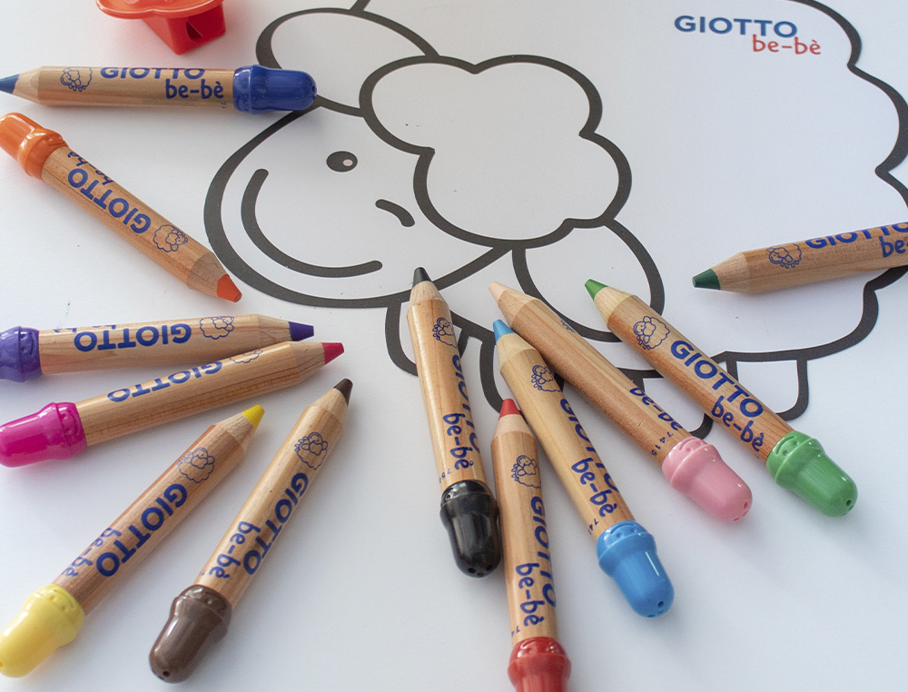 LAPICES DE COLORES GIOTTO SUPER BEBE CAJA DE 12 LAPICES COLORES SURTIDOS + SACAPUNTAS