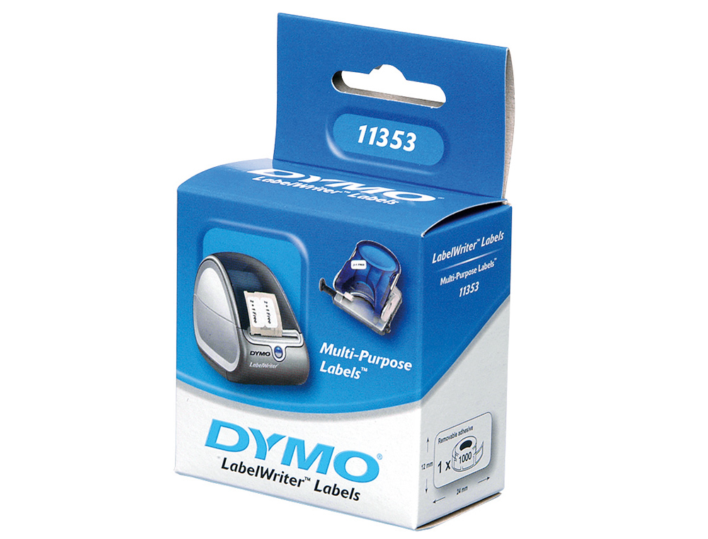 ETIQUETA ADHESIVA DYMO 11353 -TAMAÑO 24X12 MM PARA IMPRESORA 400 1000 ETIQUETAS USO MULTIFUNCION