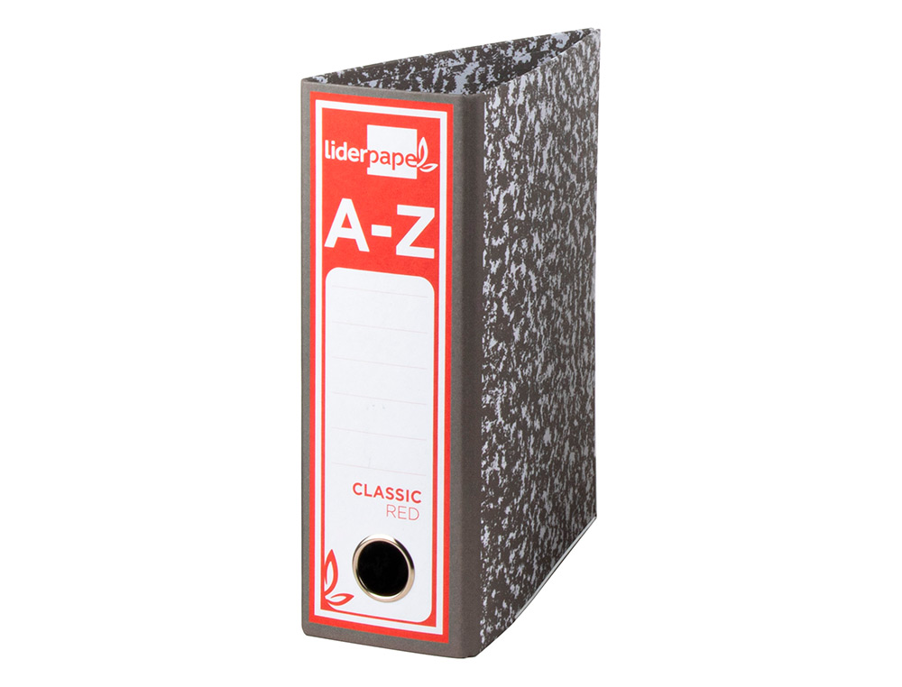 ARCHIVADOR DE PALANCA LIDERPAPEL CUARTO CLASSIC RED CARTON ENTRECOLADO SIN RADO LOMO 80MM GRIS COMPRESOR METALIC