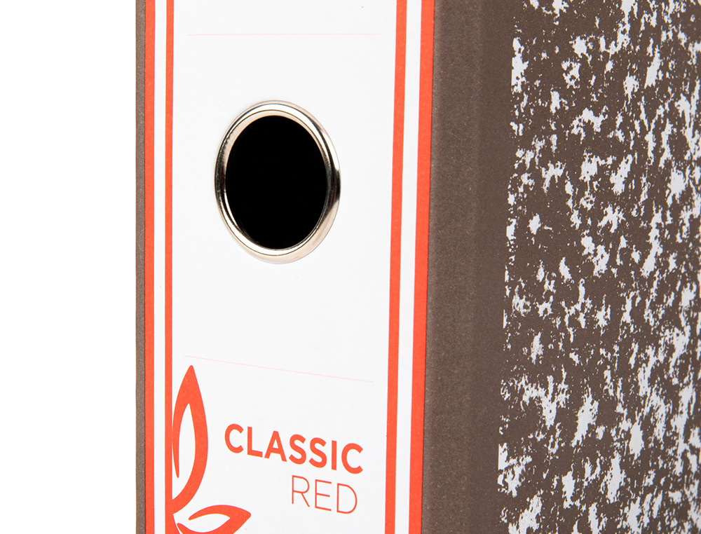 ARCHIVADOR DE PALANCA LIDERPAPEL CUARTO CLASSIC RED CARTON ENTRECOLADO SIN RADO LOMO 80MM GRIS COMPRESOR METALIC
