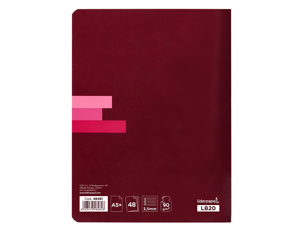 LIBRETA LIDERPAPEL SCRIPTUS A5 PLUS 48 HOJAS 90G/M2 PAUTA 4ª 3.5MM CON MARGEN