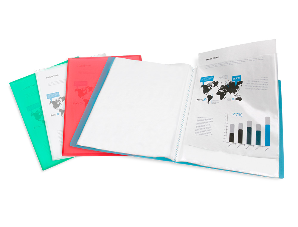 CARPETA LIDERPAPEL ESCAPARATE 47044 20 FUNDAS POLIPROPILENO DIN A4 TRANSPARENTE TRANSLUCIDO
