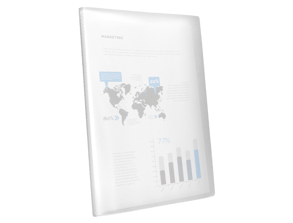 CARPETA LIDERPAPEL ESCAPARATE 47044 20 FUNDAS POLIPROPILENO DIN A4 TRANSPARENTE TRANSLUCIDO