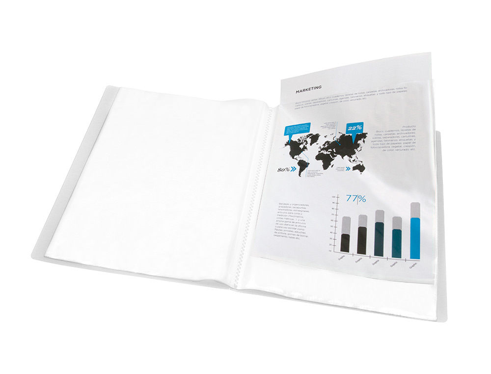 CARPETA LIDERPAPEL ESCAPARATE 47044 20 FUNDAS POLIPROPILENO DIN A4 TRANSPARENTE TRANSLUCIDO