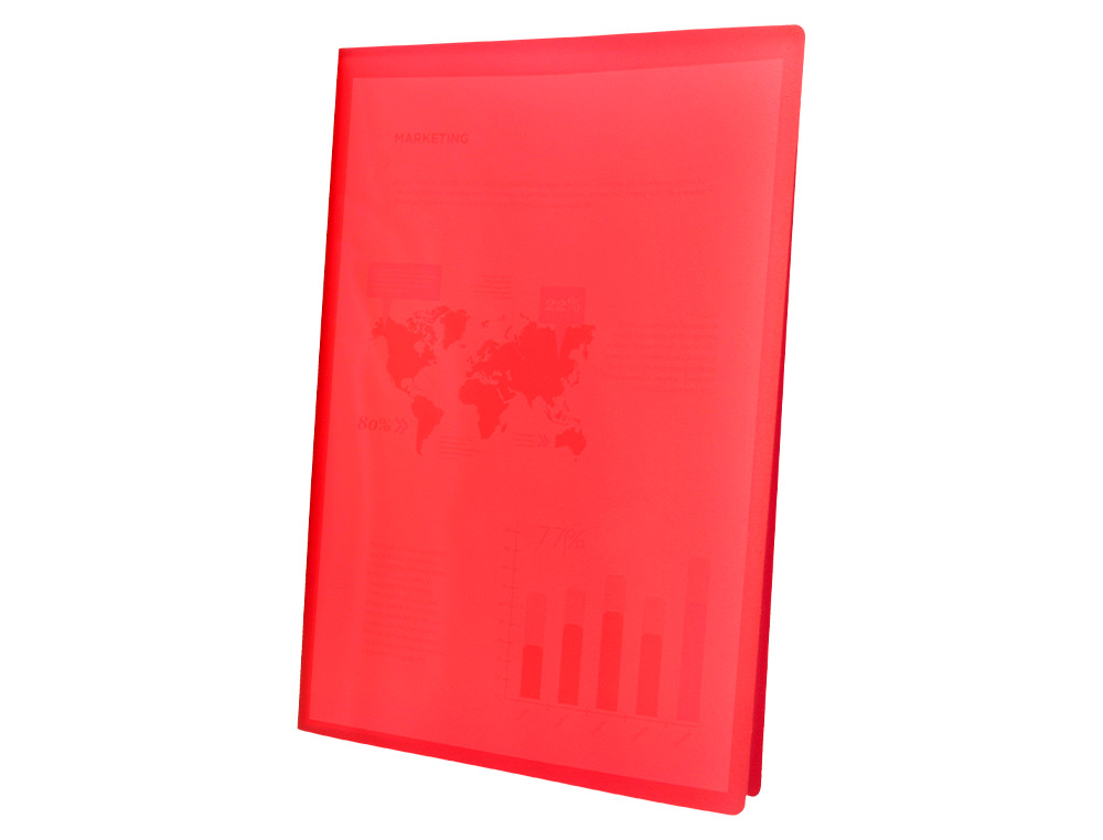 CARPETA LIDERPAPEL ESCAPARATE 47480 10 FUNDAS POLIPROPILENO DIN A4 ROJO TRANSLUCIDO