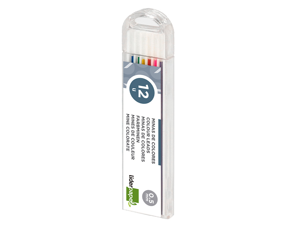 MINAS LIDERPAPEL COLORES SURTIDOS 0,5 MM ESTUCHE DE 12 MINAS