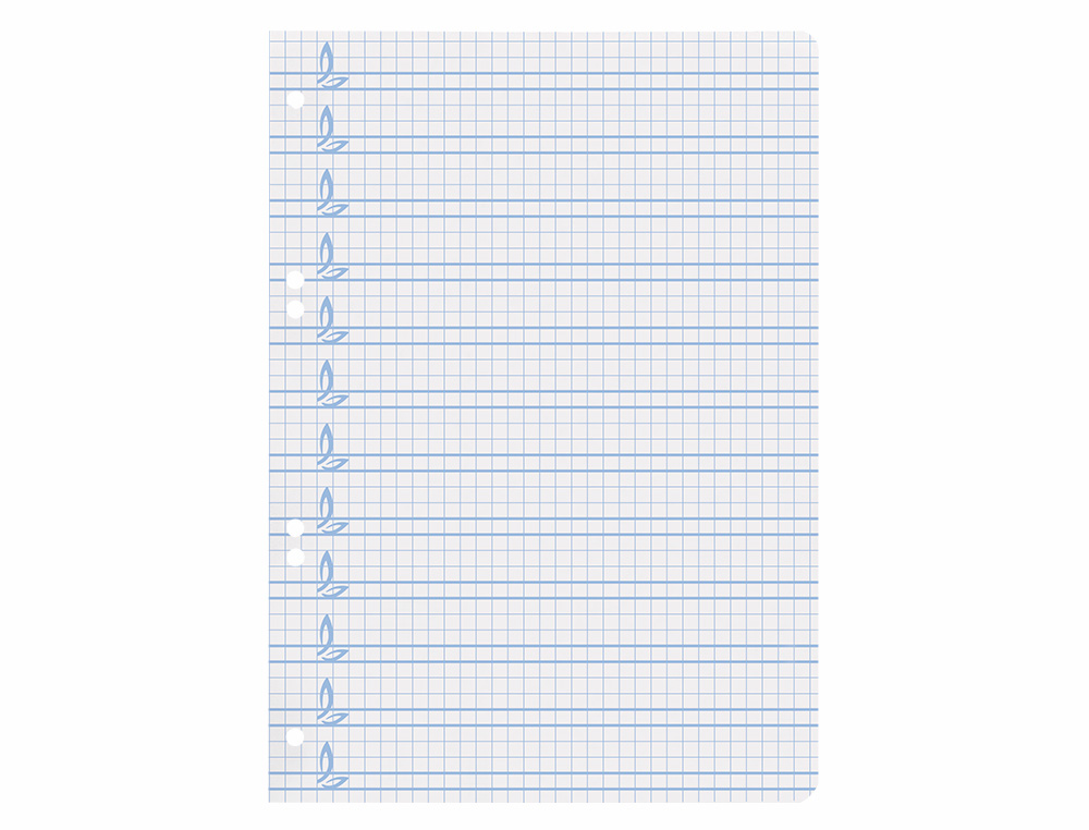 RECAMBIO LIDERPAPEL CUARTO PAUTAGUIA 100 HOJAS 75 G CUADRICULADO PAUTADO 4MM CON MARGEN 6 TALADROS