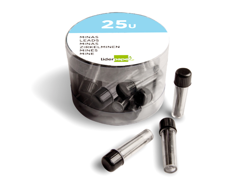 MINAS LIDERPAPEL GRAFITO 2 MM PARA COMPAS TUBO DE 3 MINAS