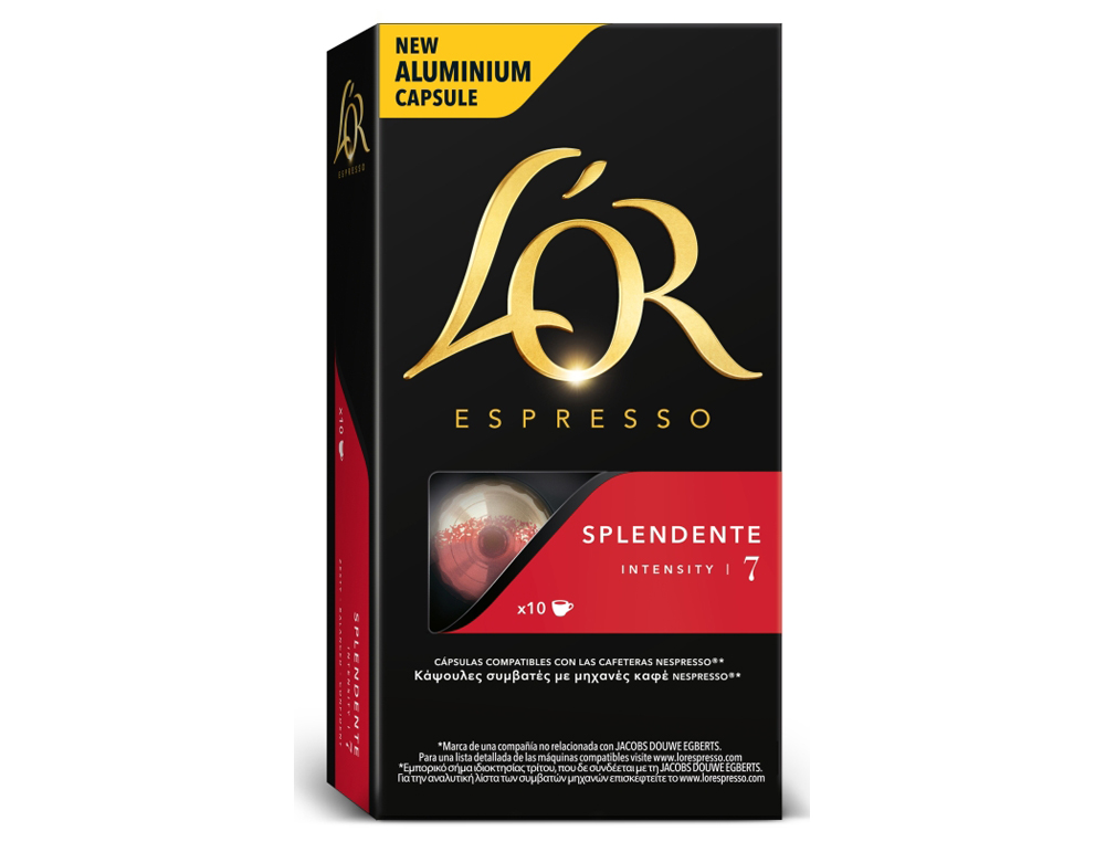 CAFE L'OR ESPRESSO SPLENDENTE FUERZA 7 CAJA DE 10 UNIDADES COMPATIBLE CON NESPRESSO