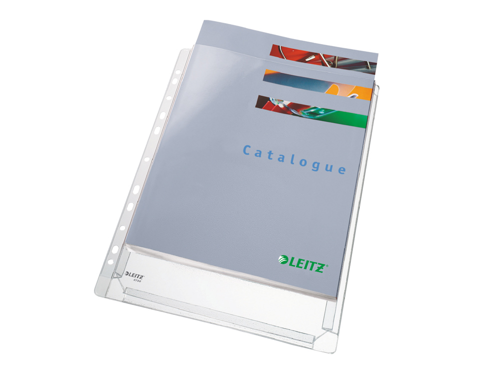 FUNDA MULTITALADRO LEITZ DIN A4 PVC 170 MC CON FUELLE CAPACIDAD 200 HOJAS PACK DE 5 UNIDADES