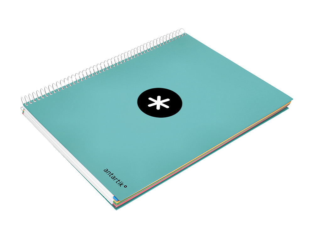 CUADERNO ESPIRAL A4 MICRO ANTARTIK TAPA FORRADA 120H 90 GR CUADRO 5MM 5 BANDAS 4 TALADROS COLOR MENTA