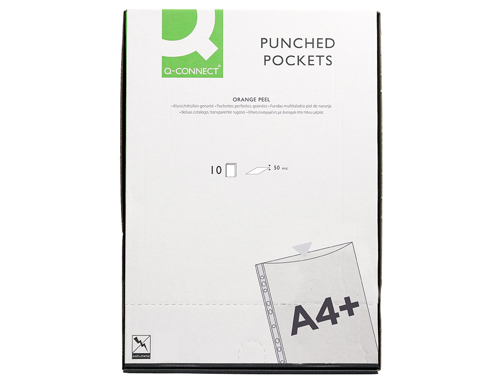 FUNDA MULTITALADRO Q-CONNECT FOLIO 50 MC PIEL DE NARANJA BOLSA DE 10 UNIDADES
