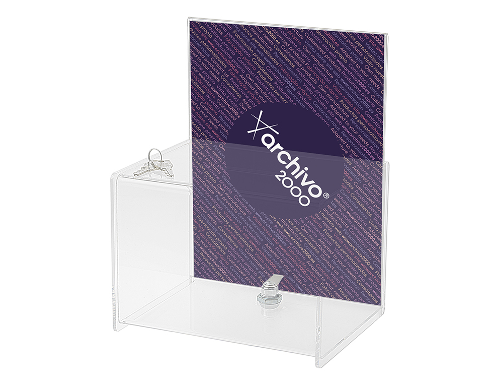 BUZON DE SUGERENCIAS ARCHIVO 2000 CON LLAVE DE POLIESTIRENO TRANSPARENTE 175X220X160 MM