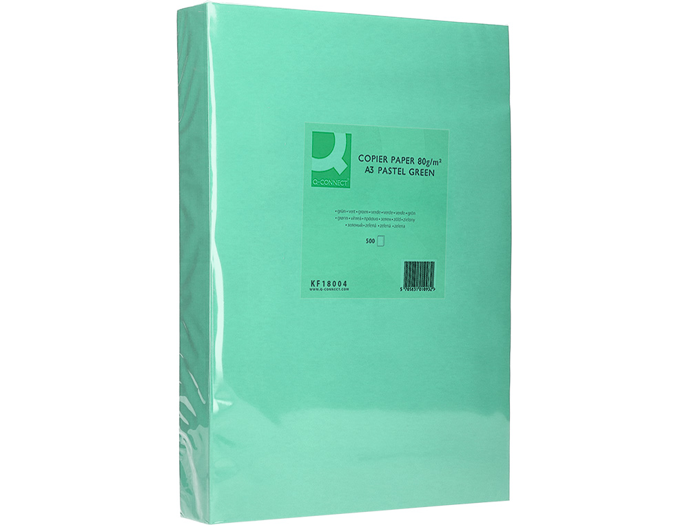 PAPEL COLOR Q-CONNECT DIN A3 80GR VERDE PAQUETE DE 500 HOJAS