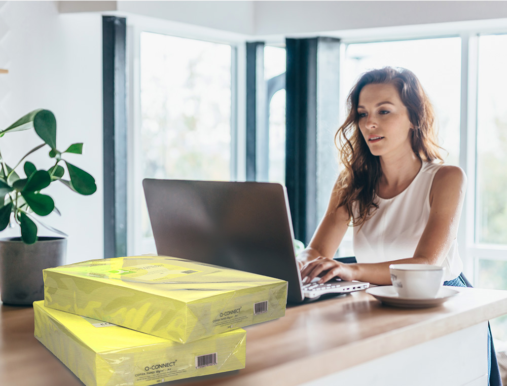 PAPEL COLOR Q-CONNECT DIN A3 80GR AMARILLO NEON PAQUETE DE 500 HOJAS