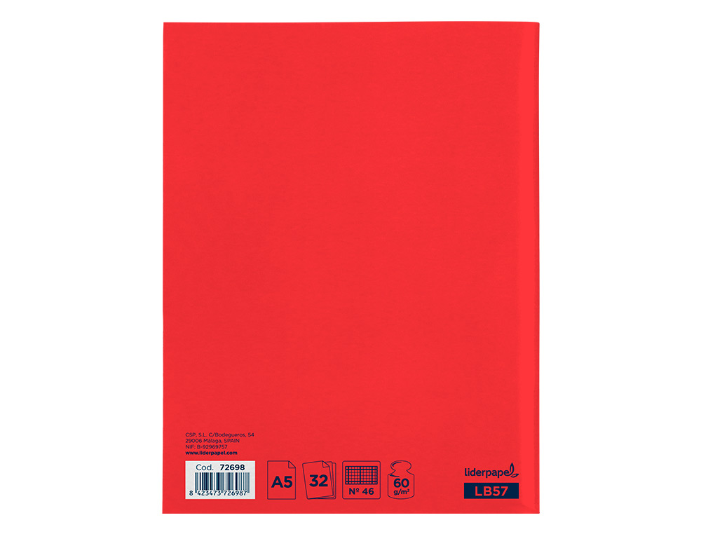 LIBRETA LIDERPAPEL SMART A5 32 HOJAS 60 GR RAYADO N46 COLORES SURTIDOS