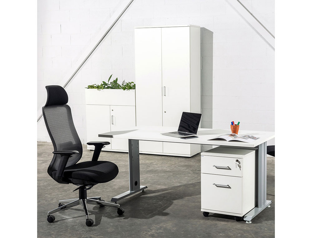 MESA DE OFICINA ROCADA METAL 2001AC04 GRIS/BLANCO 140X80 CM
