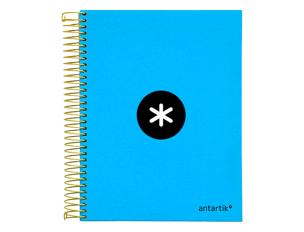 CUADERNO ESPIRAL A5 MICRO ANTARTIK TAPA FORRADA120H 90 GR CUADRO 5MM 5 BANDAS6 TALADROS COLOR AZUL