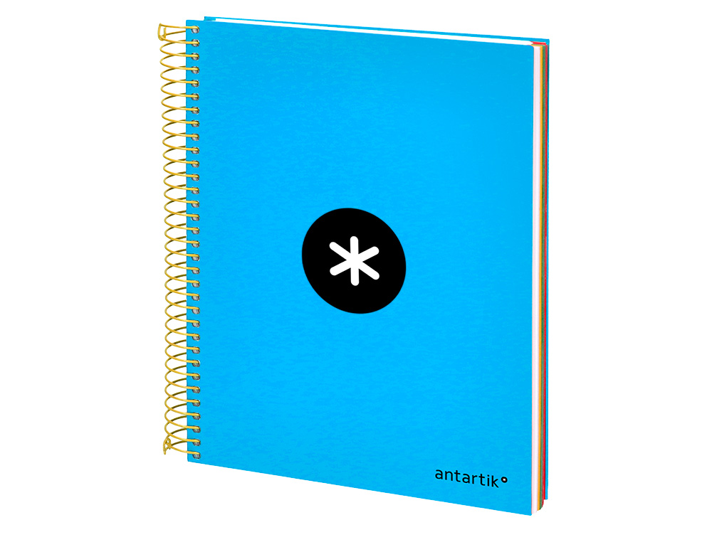 CUADERNO ESPIRAL A5 MICRO ANTARTIK TAPA FORRADA120H 90 GR CUADRO 5MM 5 BANDAS6 TALADROS COLOR AZUL