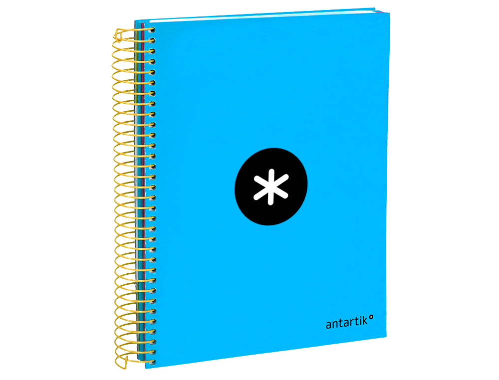 CUADERNO ESPIRAL A5 MICRO ANTARTIK TAPA FORRADA120H 90 GR CUADRO 5MM 5 BANDAS6 TALADROS COLOR AZUL