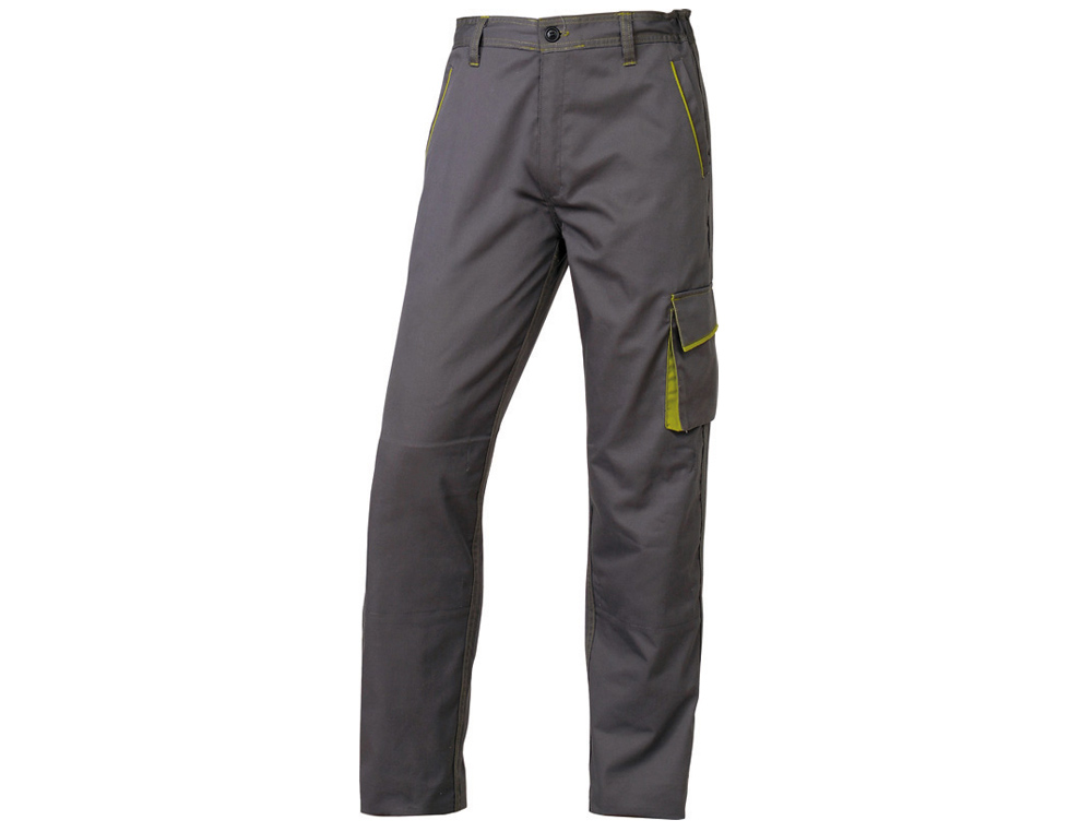 PANTALON DE TRABAJO DELTAPLUS CINTURA AJUSTABLE 5 BOLSILLOS COLOR GRIS VERDE TALLA M