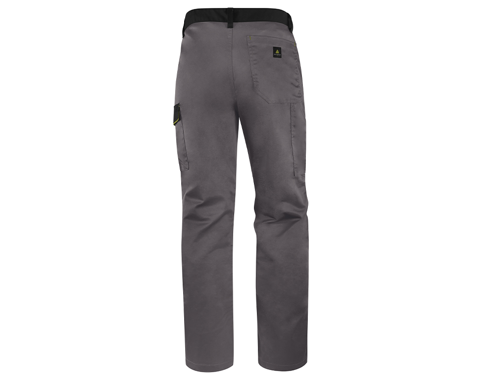 PANTALON DE TRABAJO DELTAPLUS CINTURA AJUSTABLE 5 BOLSILLOS COLOR GRIS VERDE TALLA M