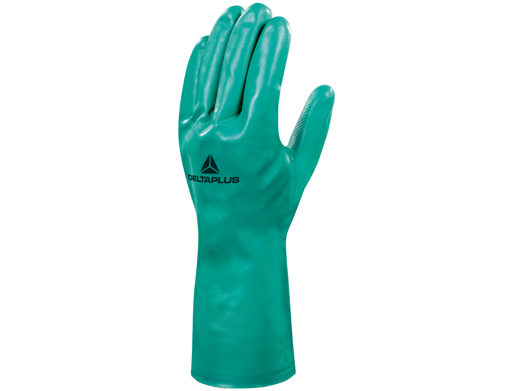 GUANTES DELTAPLUS TRATADO EN NITRILO FLOCADO DE ALGODON ESPECIAL PARA TRABAJOS CON LIQUIDOS QUIMICOS TALLA 11
