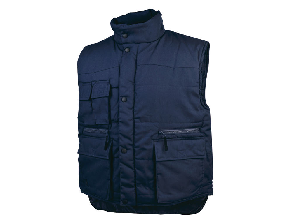 CHALECO DELTAPLUS MULTIBOLSILLOS CON CREMALLERA CINTURA ELASTICA COLOR AZUL NARANJA TALLA L