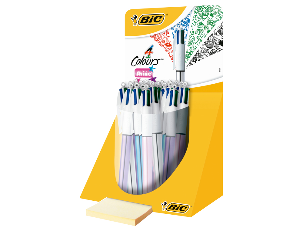 BOLIGRAFO BIC CUATRO COLORES SHINE COLORES METALIZADOS PUNTA DE 1 MM PRESENTACION EN EXPOSITOR