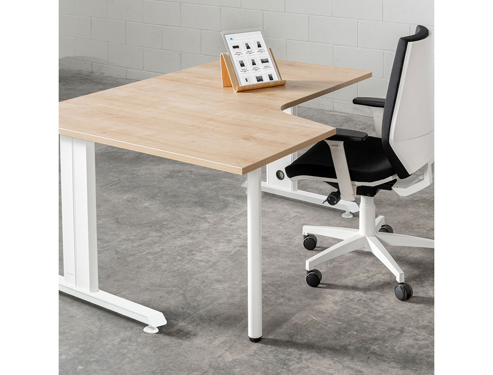 MESA ROCADA SERIE METAL 160X120 CM IZQUIERDA ACABADO AC01 HAYA