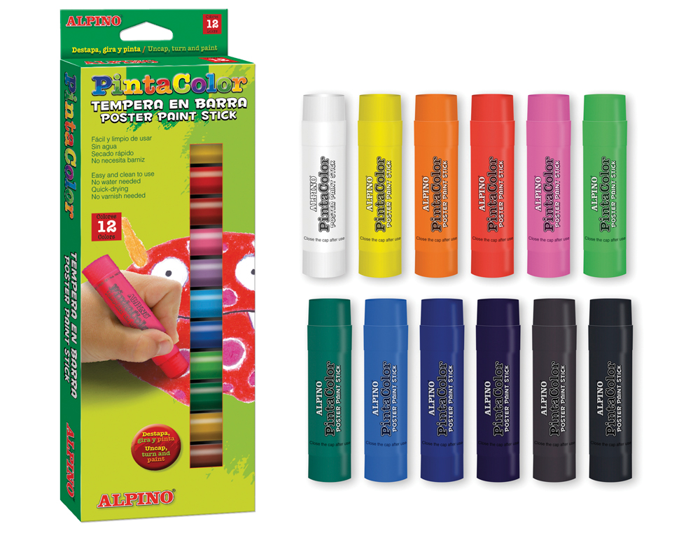 TEMPERA EN BARRA ALPINO PINTACOLOR CAJA DE 12 COLORES SURTIDOS