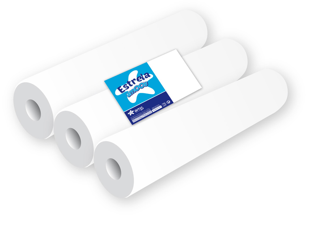 ROLLO PAPEL PARA CAMILLAS AMOOS 2 CAPAS 67 SERVICIOS 500 MM X 50 M